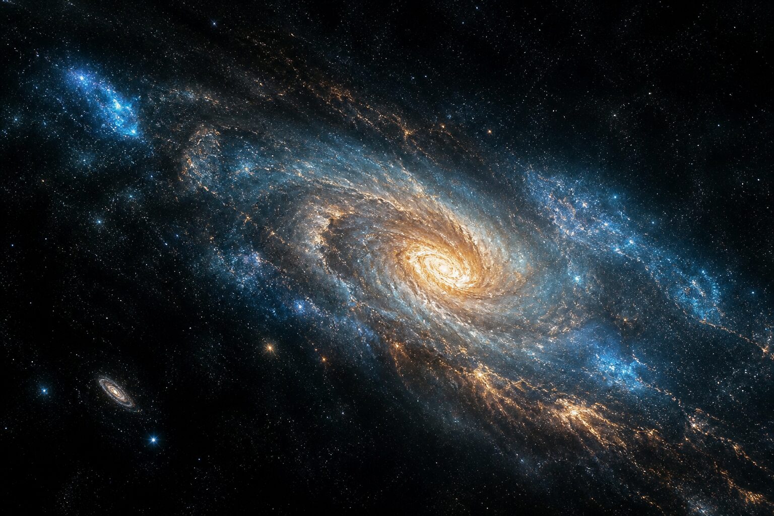 Vast spiral galaxy across deep space