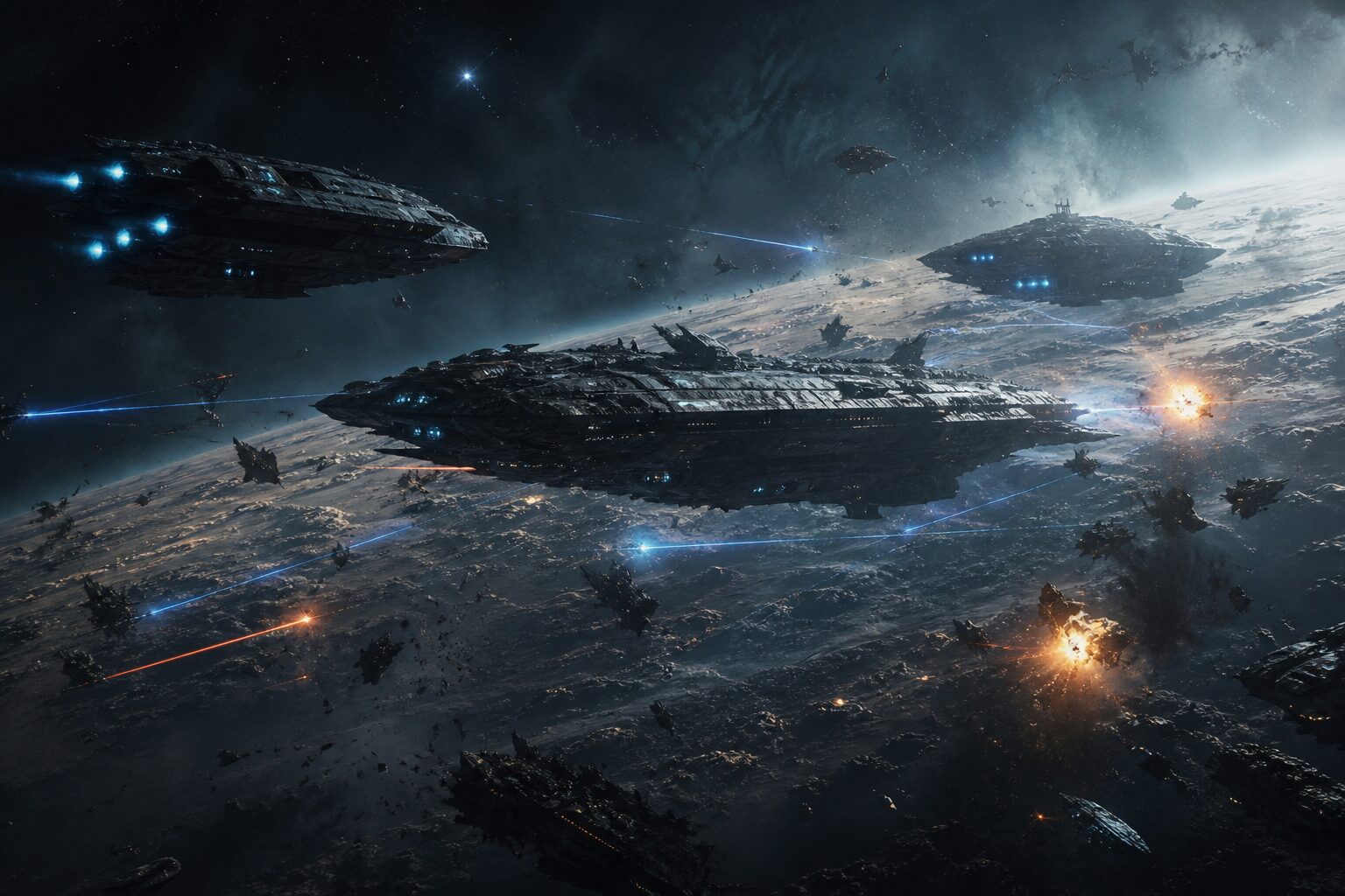Orbital battle above a contested planet